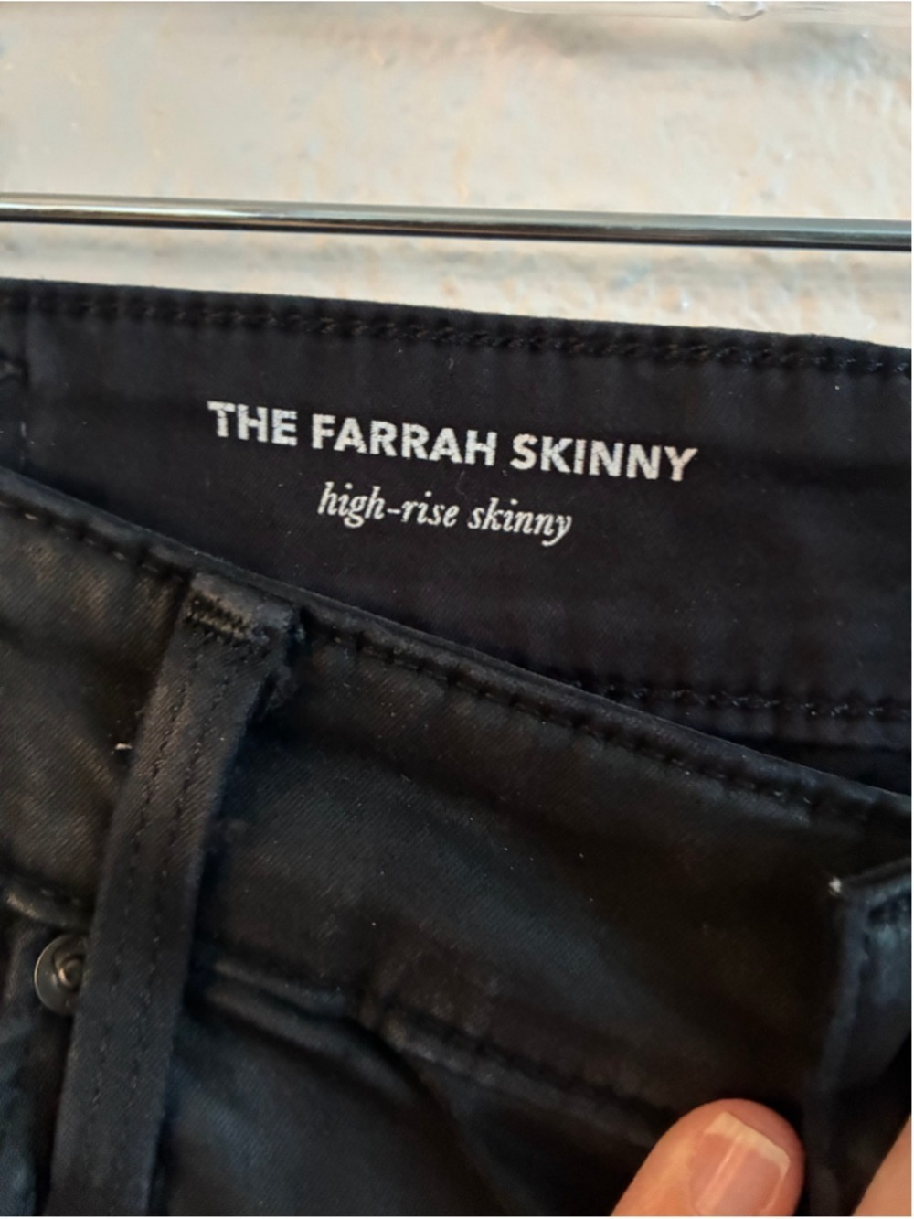 AG Adriano Goldschmied The Farrah Skinny Coated Black Jeans Size 27 Regular 27R - Picture 7 of 11
